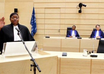 Ms Fatou Bensouda taking her solemn oath as ICC Prosecutor © ICC-CPI/AP/Bas Czerwinski