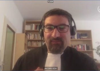 Dov Jacobs, a lawyer for former Ivory Coast President Laurent Gbagbo, speaking via video link on Monday, June 22, 2020 during the appeals hearing into the acquittal of Gbagbo.