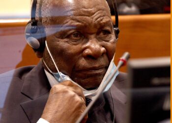 Félicien Kabuga during his first appearance before the International Residual Mechanism for Criminal Tribunals Hague Branch on 11 Nov 2020.