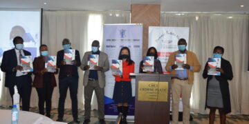 Kenya Human Rights Commission (KHRC) , Civil Society Reference Group (CSRG) and other CSO representatives during the launch of the 3 publications on Civic Space at Crowne Plaza Hotel. Photo Credit: KHRC/Moses Gowi