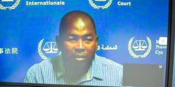 Mahamat Said Abdel Kani appearing for the first time before the ICC via video-link from the ICC Detention Centre on 28 January 2021 ©ICC-CPI