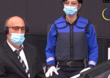 Salih Mustafa in court. Photo credit: Kosovo Specialist Chambers/Screenshot.