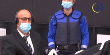 Salih Mustafa in court. Photo credit: Kosovo Specialist Chambers/Screenshot.