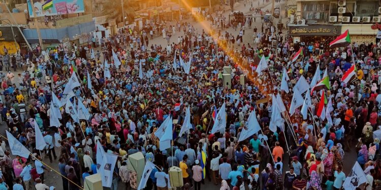 On Nov 25 2021 in #Sudan thousands of protesters took to the streets in the capital & the rest of the cities, in refusal of the army’s coup & seizure of power on 25th October. Photo: @SudanTrend Twitter