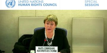 United Nations High Commissioner for Human Rights, Michelle Bachelet speaking during the special session on Sudan, November 5, 2021. Photo Credit: @UN_HRC/Twitter account