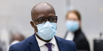 Charles Blé Goudé at the hearing held at the International Criminal Court on 31 March 2021 for the delivery of the appeals judgement ©ICC-CPI