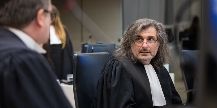Cyril Laucci, the lead counsel of former Janjaweed commander Ali-Abd-Al-Rahman, during the opening of his trial at the International Criminal Court. Photo credit: @ICC-CPI