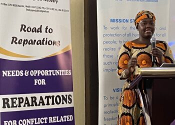 Elizabeth Atieno, a survivor of the 2007/2008 post-election violence in Kenya and also an advocate against sexual violence, speaks in Nairobi during a function to mark the seventh International Day for the Elimination of Sexual Violence in Conflict in June 2021. Photo Credit: Twitter