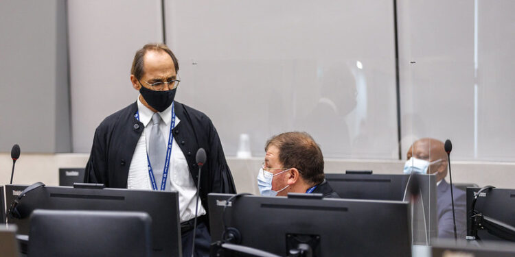 Michael G. Karnavas, the lead counsel of Kenyan lawyer Paul Gicheru, during the opening of his trial at the International Criminal Court. Photo credit: @ICC-CPI
