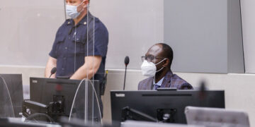 On March 22, 2022, Maxine Jeoffroy Eli Mokom Gawaka appeared before Pre-Trial Chamber II of the International Criminal Court (ICC). Photo Credit: @ICC-CPI