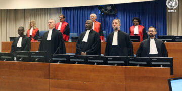Court officials during the opening trial of Félicien Kabuga before the United Nations’ International Residual Mechanism for Criminal Tribunals on September 29, 2022. Photo credit: @IRMCT
