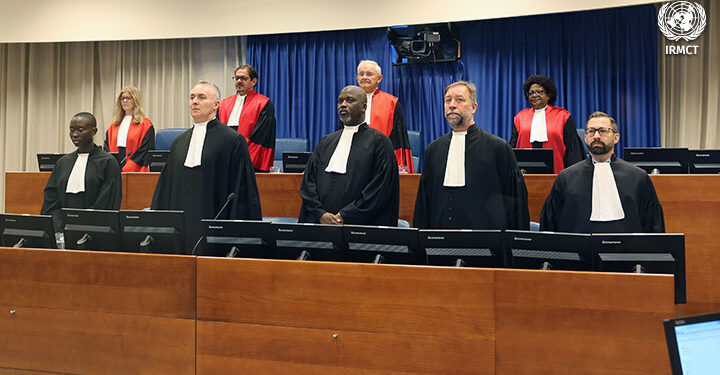 Court officials during the opening trial of Félicien Kabuga before the United Nations’ International Residual Mechanism for Criminal Tribunals on September 29, 2022. Photo credit: @IRMCT